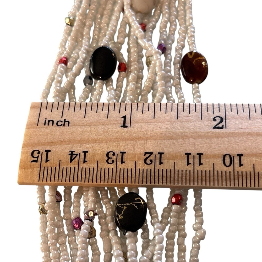 Bohemian‎ Bracelet White Seed Bead Multi Strand Ethnic Crochet Toggle Button - Picture 16 of 16